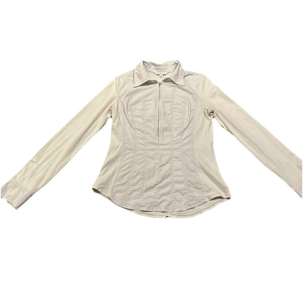 Cabi 1/4 Zip Womens M White Casual Chic Pullover Long Sleeve Athletic